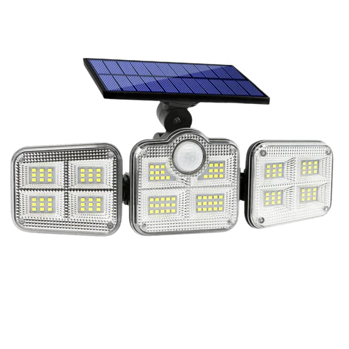 Refletor Led Solar Com 3 Cabeças Potência 800W - Sensor de Movimento e Controle Remoto 🔥Queima de Estoque🔥